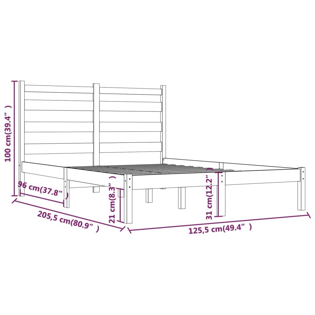 Lovos rėmas, medaus rudas, 120x200cm, pušies medienos masyvas kaina ir informacija | Lovos | pigu.lt