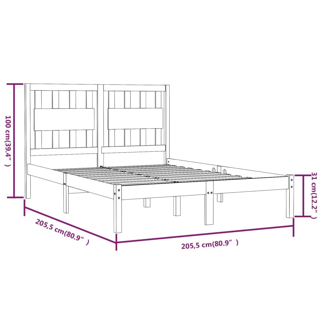 Lovos rėmas, baltos spalvos, 200x200cm, pušies medienos masyvas kaina ir informacija | Lovos | pigu.lt