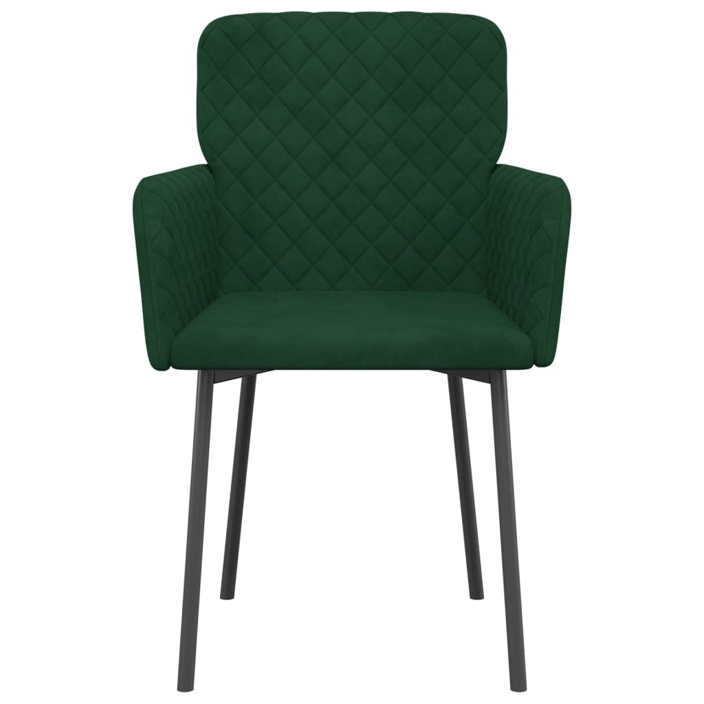 VidaXL Valgomojo kėdės, 2vnt., tamsiai žalios spalvos, aksomas kaina ir informacija | Virtuvės ir valgomojo kėdės | pigu.lt