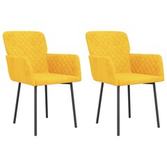 vidaXL Valgomojo kėdės, 2vnt., geltonos spalvos, aksomas kaina ir informacija | Virtuvės ir valgomojo kėdės | pigu.lt