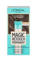 Ilgalaikiai plaukų dažai L'oreal Magic Retouch Permanent 18 ml 4 Tamsiai ruda kaina ir informacija | Plaukų dažai | pigu.lt