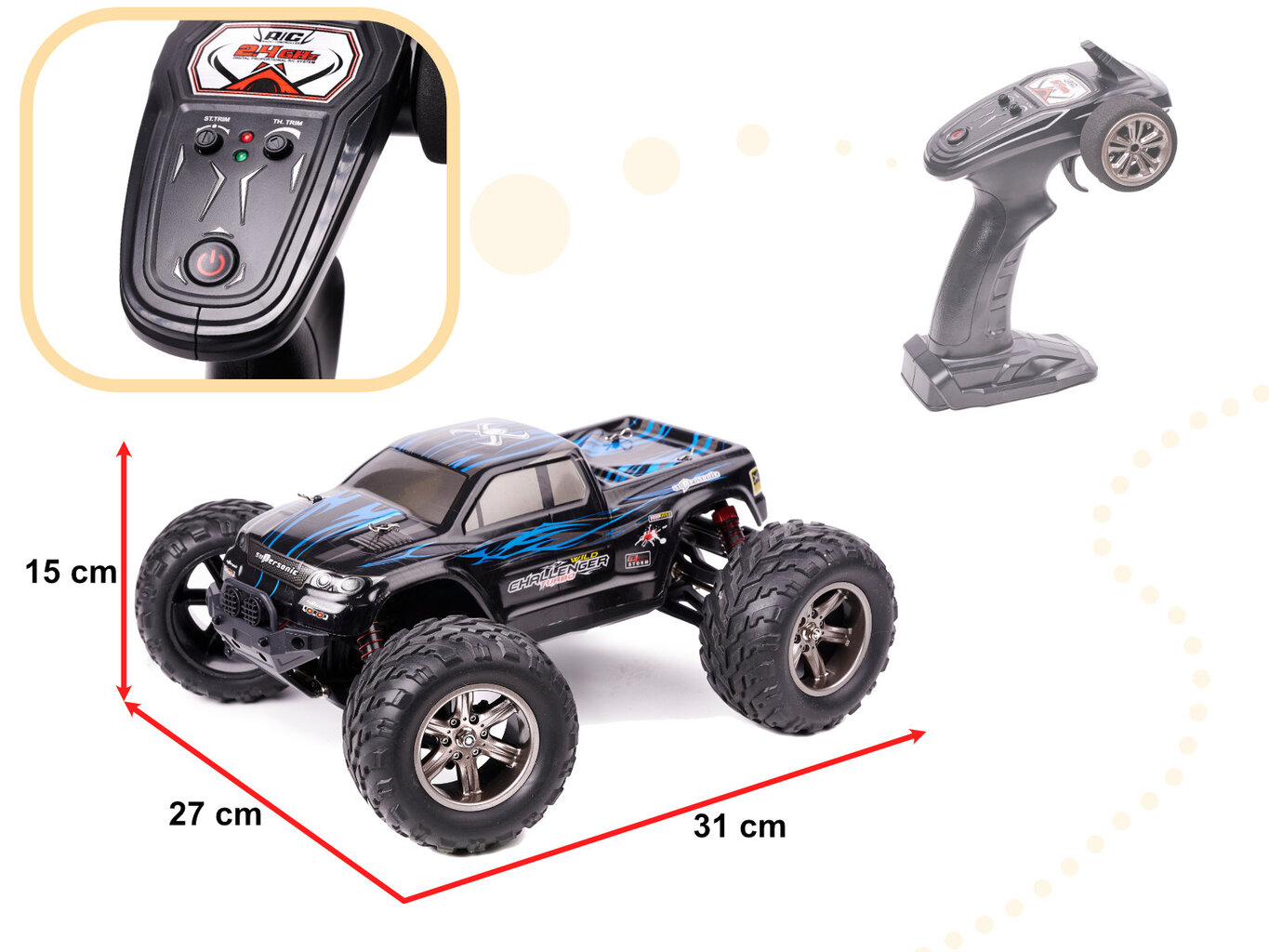 Машина Rc Monster Truck 1:12 2.4GHz X9115, обновленная версия цена | pigu.lt