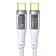 USAMS Icy Series 100W PD type-C to type-C, greito krovimo ir duomenų laidas, baltas kaina ir informacija | Laidai telefonams | pigu.lt