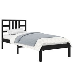 Каркас кровати, черный, 75x190см, массив дерева, односпальный цена и информация | Кровати | pigu.lt