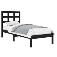 Каркас кровати, черный, 75x190см, массив дерева, односпальный цена и информация | Кровати | pigu.lt