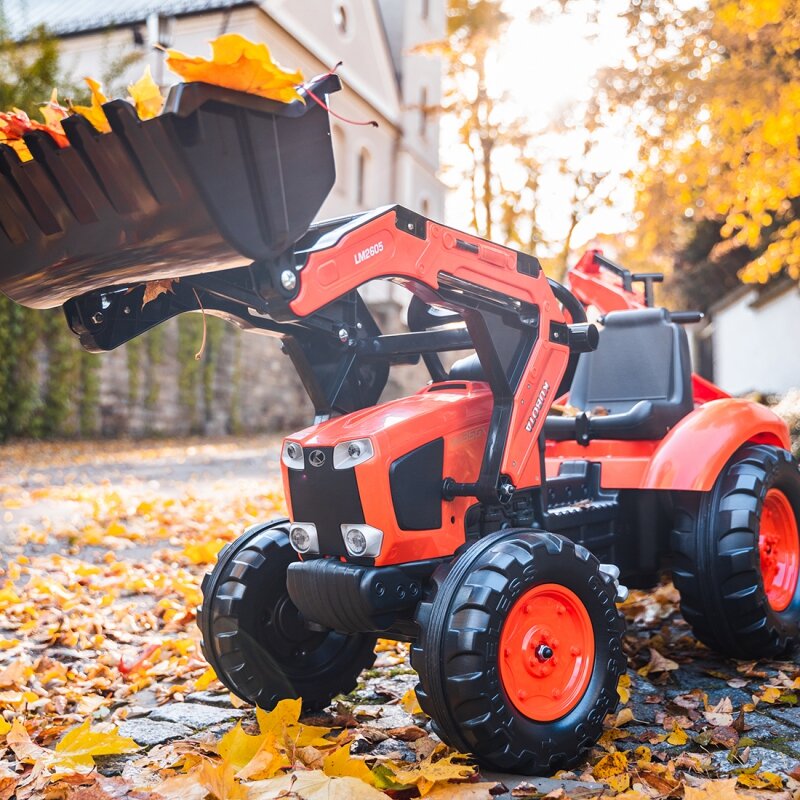 Didelis minamas traktorius su priekaba ir kastuvu - Falk Kubota, raudonas kaina ir informacija | Žaislai berniukams | pigu.lt
