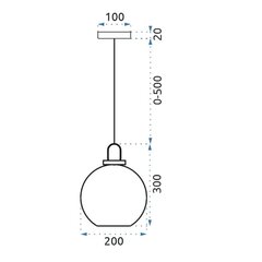 Stiklinis rutulinis pakabinamas šviestuvas 20cm APP629-1CP kaina ir informacija | Pakabinami šviestuvai | pigu.lt