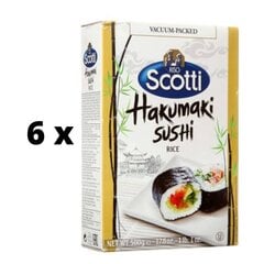 Sushi ryžiai Hakumaki, 500 g x 6 vnt. pakuotė kaina ir informacija | Kruopos, dribsniai, košės | pigu.lt