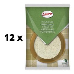 Рис Limor пропаренный, упаковка 12 шт. по 800 г. цена и информация | Каши, крупы, хлопья | pigu.lt