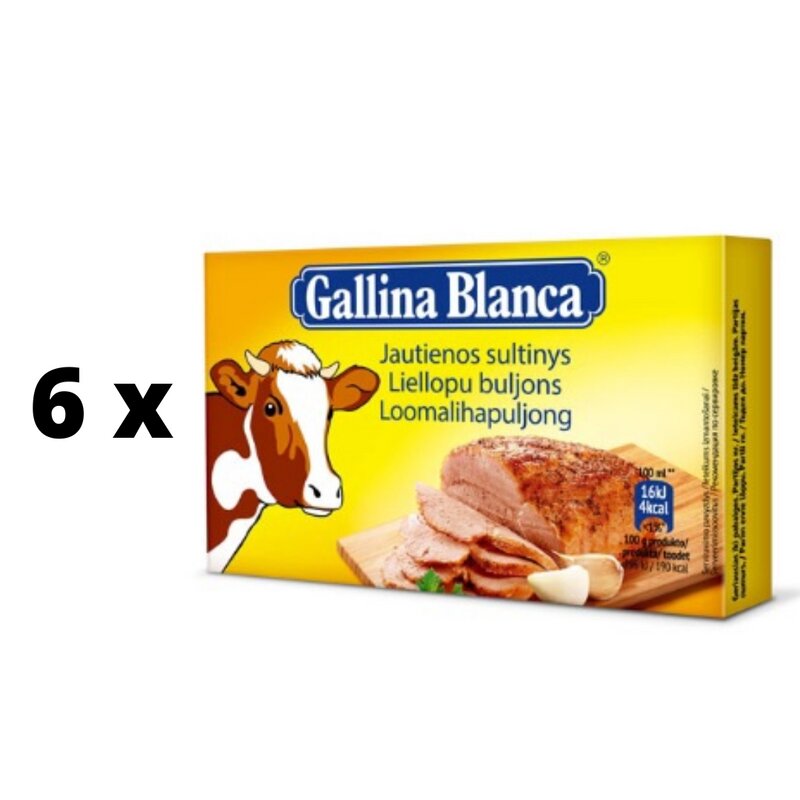 Jautienos sultinys Gallina Blanca, 8 vnt. 80g x 6 pak. pakuotė kaina ir informacija | Sriubos, sultiniai | pigu.lt