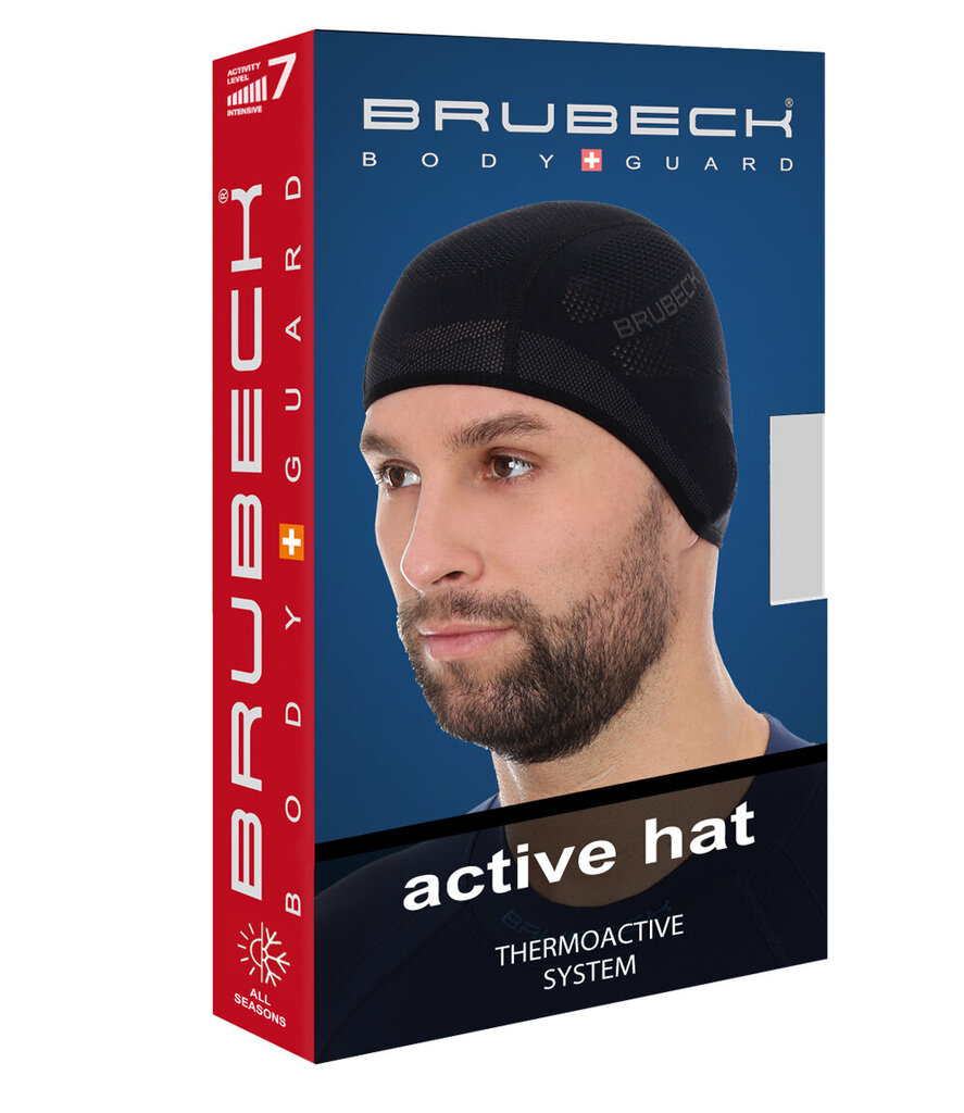 Kepuraitė termoaktyvi treniruočių Brubeck juoda S/M kaina ir informacija | Vyriški šalikai, kepurės, pirštinės | pigu.lt