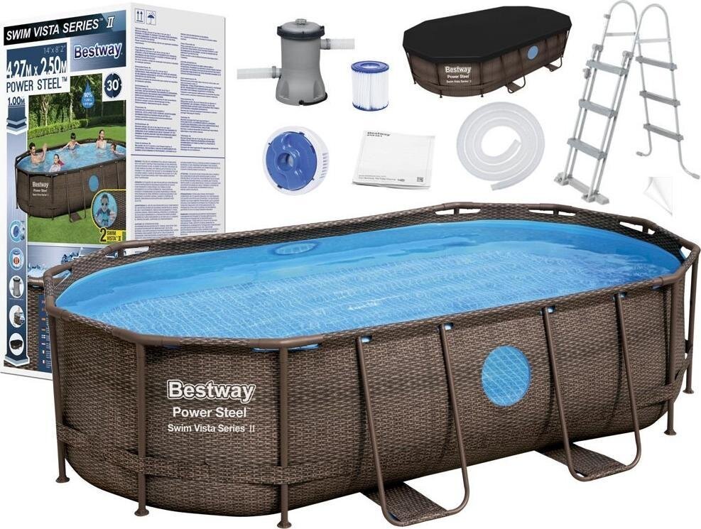 Baseinas Bestway Power Steel Swim Vista 427x250x100 cm kaina ir informacija | Baseinai | pigu.lt