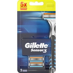 Skustuvo galvutės Gillette Sensor3, 5 vnt kaina ir informacija | Skutimosi priemonės ir kosmetika | pigu.lt