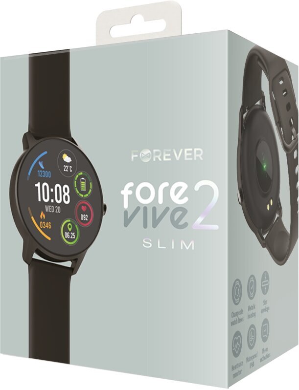 Forever ForeVive 2 Slim SB-325 Black kaina ir informacija | Išmanieji laikrodžiai (smartwatch) | pigu.lt