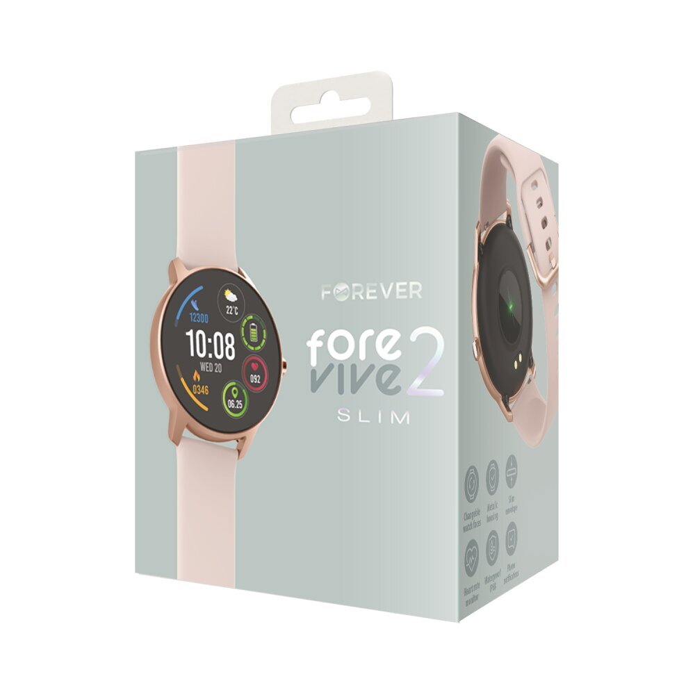 Forever ForeVive 2 Slim SB-325 Rose Gold цена и информация | Išmanieji laikrodžiai (smartwatch) | pigu.lt