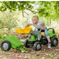 Pedalais minamas traktorius su priekaba ir kastuvu Rolly Toys, žalias kaina ir informacija | Žaislai berniukams | pigu.lt