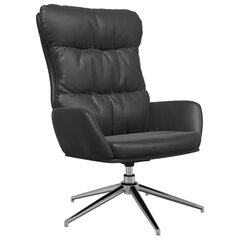Poilsio kėdė, juodos spalvos, tikra oda kaina ir informacija | Lauko kėdės, foteliai, pufai | pigu.lt