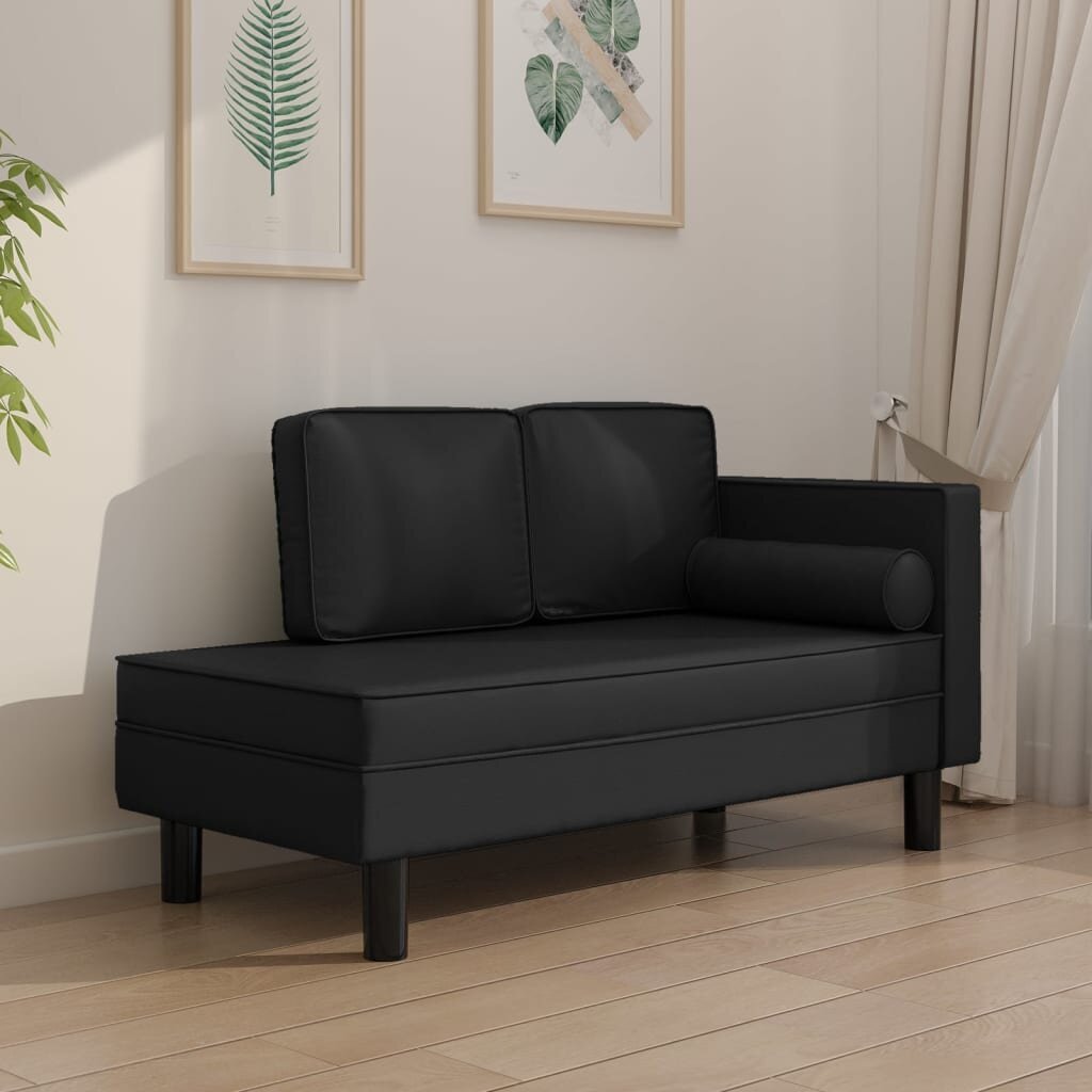 Dvivietė sofa, Dirbtinė oda, juoda цена и информация | Sofos | pigu.lt