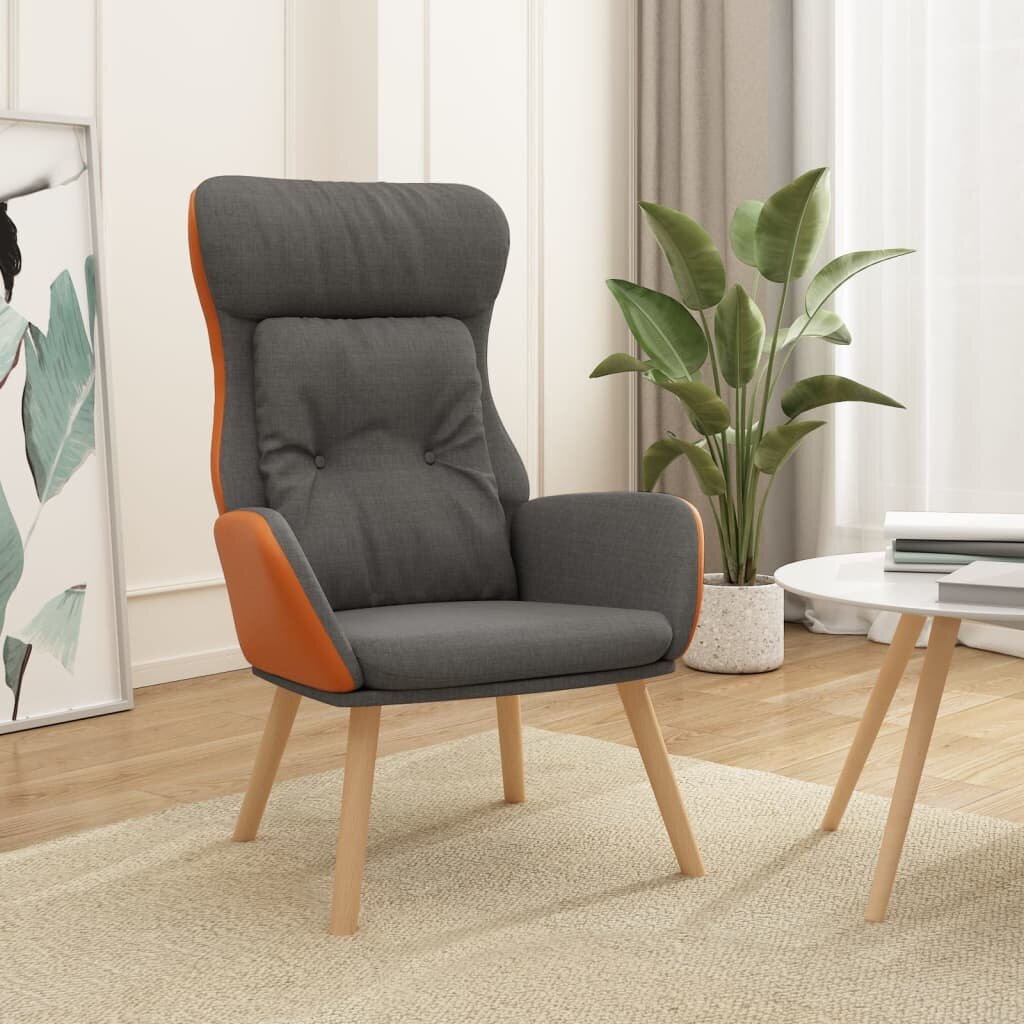 Poilsio kėdė, tamsiai pilkos spalvos, audinys ir PVC kaina ir informacija | Svetainės foteliai | pigu.lt