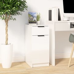 Rašomojo stalo spintelė, balta, 33,5x50x75cm, mediena, blizgi цена и информация | Шкафчики в гостиную | pigu.lt
