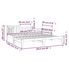 Ištraukiama lova, medaus ruda, 2x(90x200)cm, pušies masyvas цена и информация | Кровати | pigu.lt