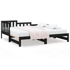 Ištraukiama lova, juoda, 2x90x200cm, pušies medienos masyvas kaina ir informacija | Lovos | pigu.lt