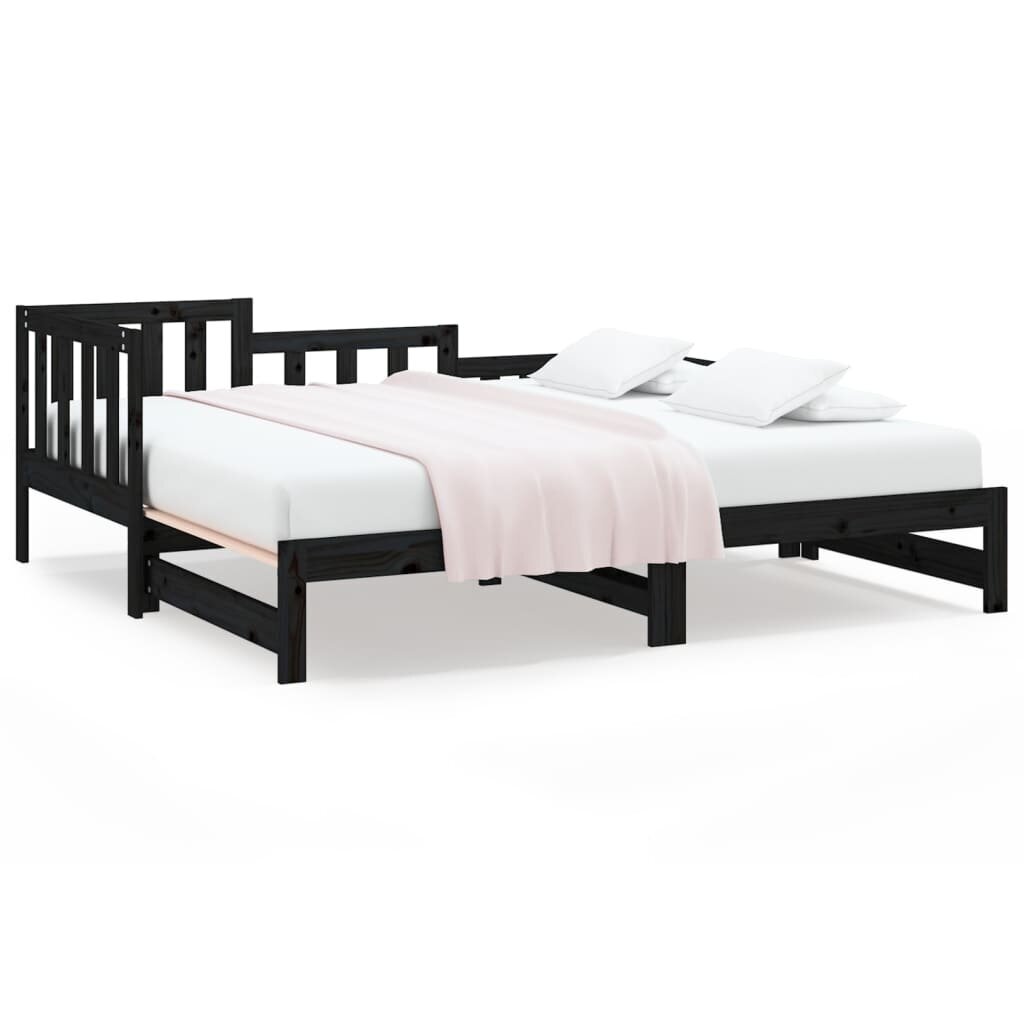 Ištraukiama lova, 2x(90x190) cm, juoda цена и информация | Lovos | pigu.lt