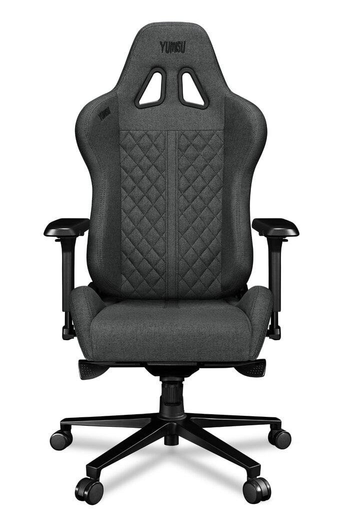 Žaidimų kėdė Yumisu 2050, gobelenas, pilka ir juoda kaina ir informacija | Biuro kėdės | pigu.lt