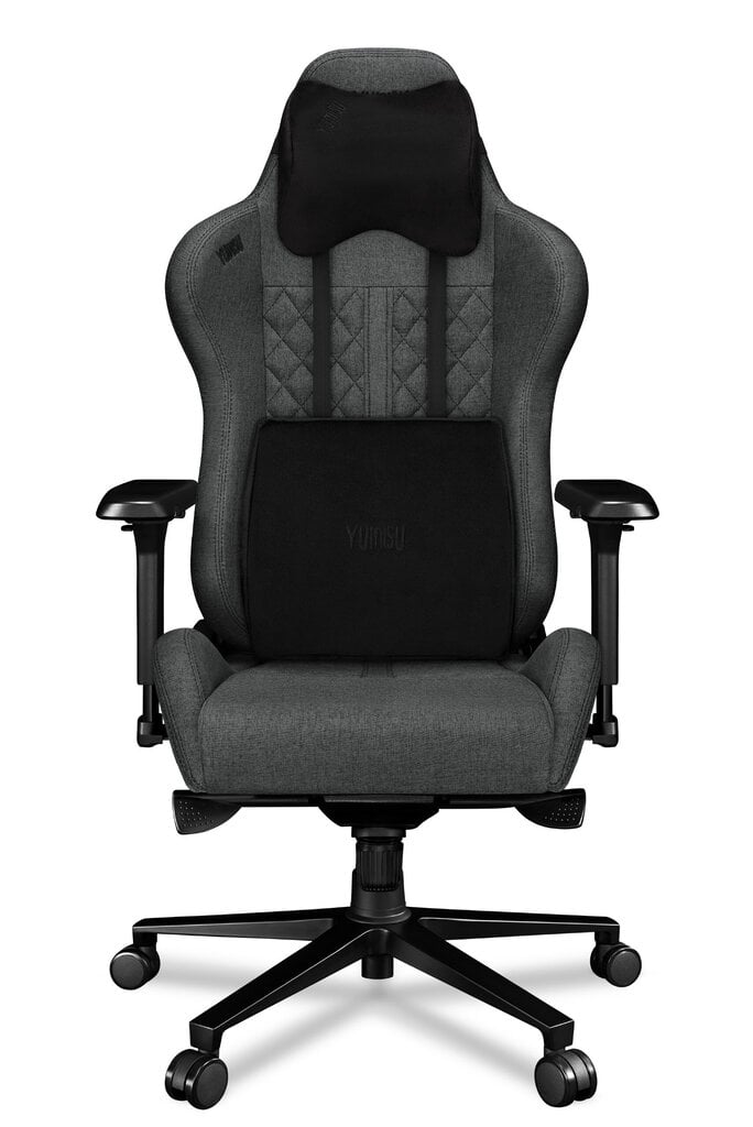 Žaidimų kėdė Yumisu 2050, gobelenas, pilka ir juoda цена и информация | Biuro kėdės | pigu.lt
