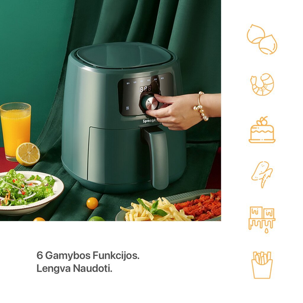 Sponge Air Fryer 6L цена и информация | Gruzdintuvės | pigu.lt