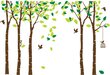 Sieninis lipdukas Didelis džiunglių medis Brown - Green, daugkartinis ir nuimamas, lengvai įklijuojamas, tinkle saugus, rankomis dažytas stiliaus lipdukai. (264x180 cm) kaina ir informacija | Interjero lipdukai | pigu.lt