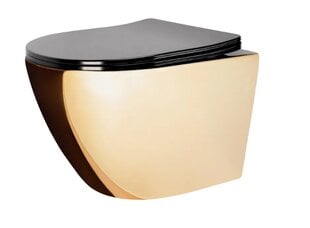 REA Carlo Flat Mini aukso/juodos spalvos pakabinamas tualeto unitazas kaina ir informacija | Klozetai | pigu.lt