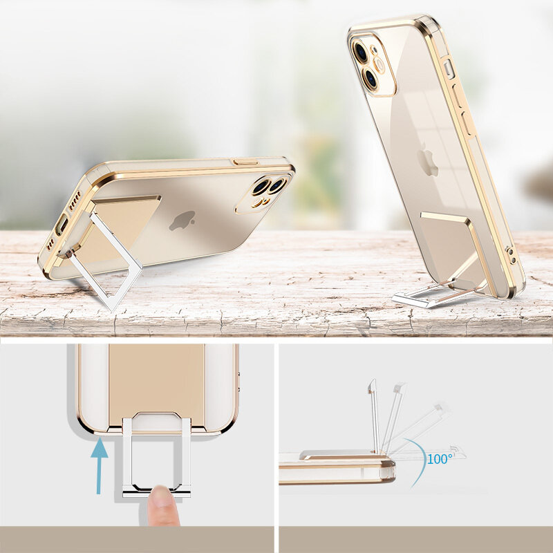 Dėklas telefonui Kickstand Luxury - iPhone 11 Pro Max, auksinis цена и информация | Telefono dėklai | pigu.lt