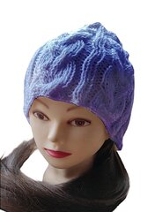 Теплая вязаная шапка синего цвета из мягкого акрила цена и информация | Женские шапки | pigu.lt
