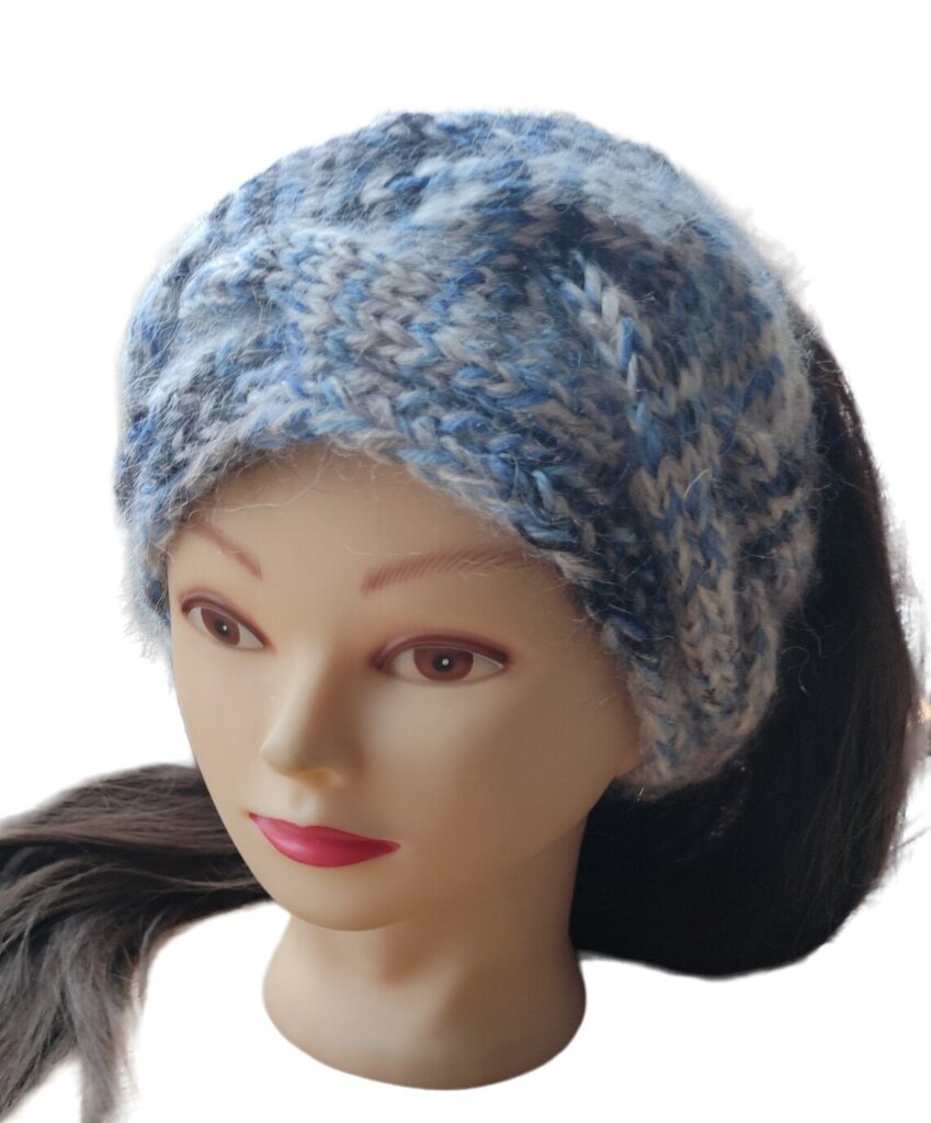 Megzta galvos juosta, mėlyna kaina ir informacija | Kepurės moterims | pigu.lt