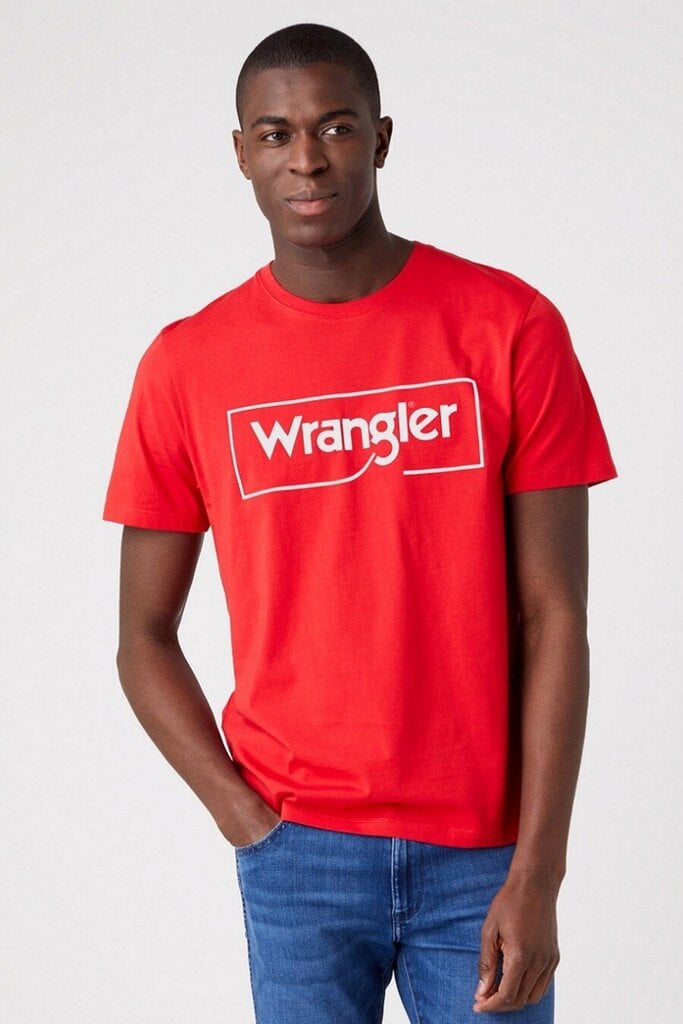 Marškinėliai vyrams Wrangler, raudoni цена и информация | Vyriški marškinėliai | pigu.lt
