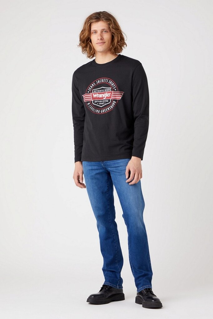 Marškiniai ilgomis rankovėmis Wrangler, juodi kaina ir informacija | Vyriški marškinėliai | pigu.lt