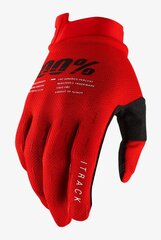 Перчатки велосипедные 100% iTrack, S, красный цвет цена и информация | Велосипедные перчатки | pigu.lt