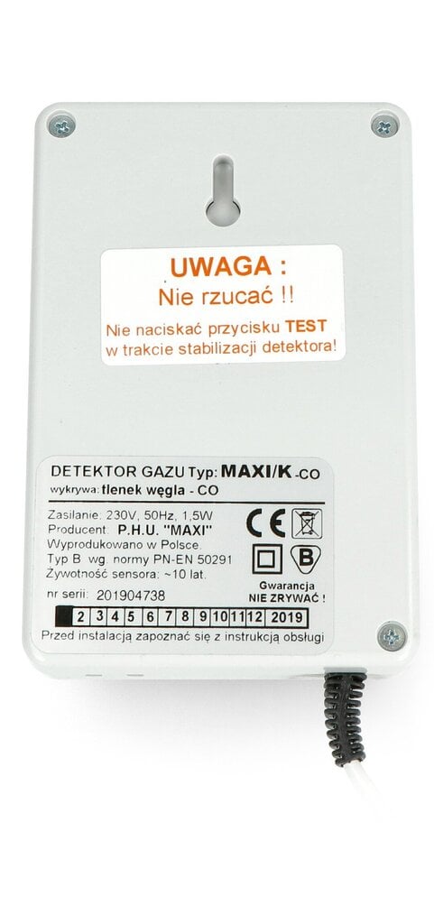 Anglies monoksido jutiklis Maxi, 230V kaina ir informacija | Dūmų, dujų detektoriai | pigu.lt