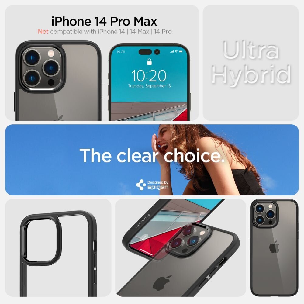 Dėklas Spigen skirtas iPhone 14 Pro Max, juoda kaina ir informacija | Telefono dėklai | pigu.lt