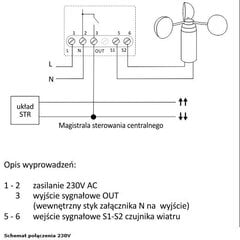 Roleto valdiklis su vėjo jutikliu STR-W kaina ir informacija | Davikliai, jutikliai | pigu.lt