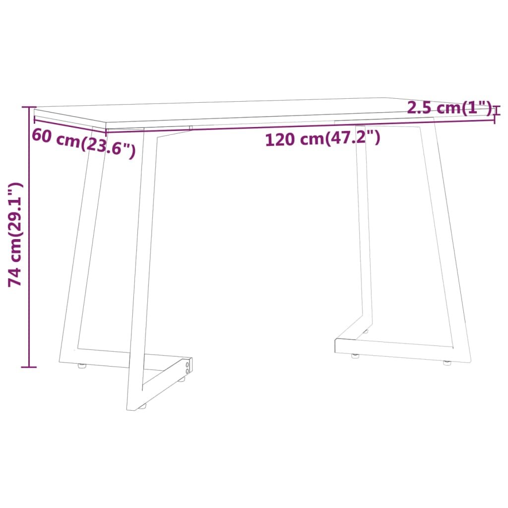 Valgomojo stalas, tamsiai rudas, 120x60x74cm, mdf ir geležis kaina ir informacija | Virtuvės ir valgomojo stalai, staliukai | pigu.lt