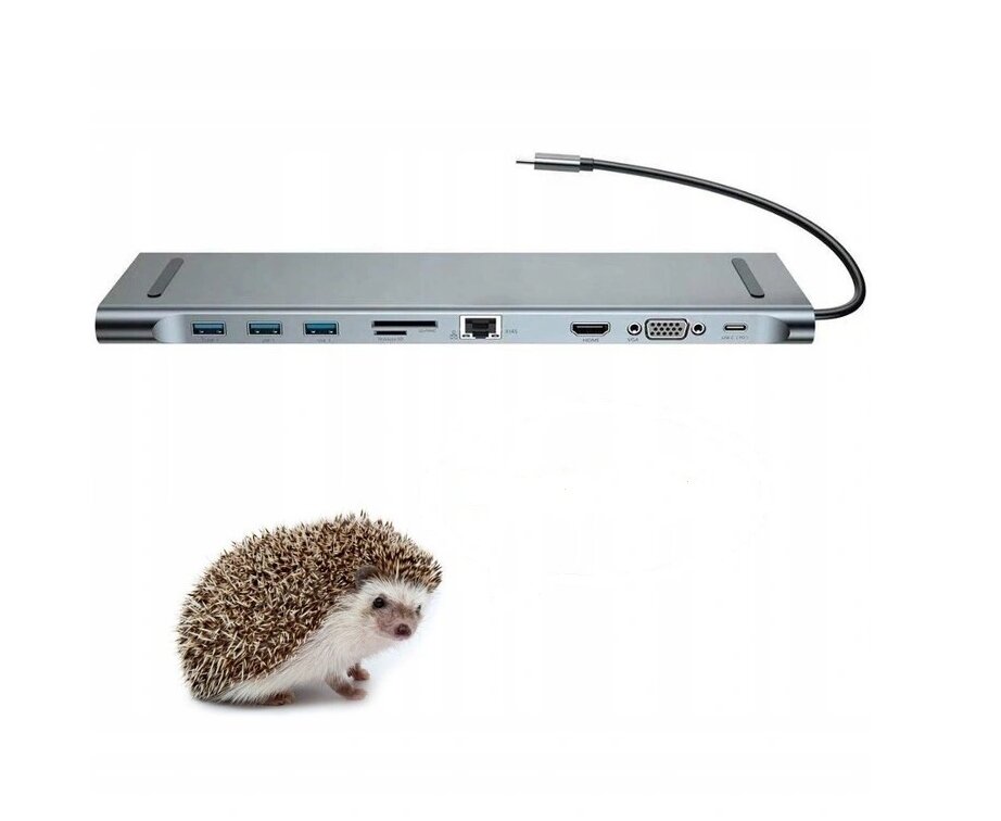 CO2 kompiuterio adapteris, 10in1 USB-C Gigabit RJ-45 HDMI 4K HUB, skirtas "Macbook" M1 0107 kaina ir informacija | Adapteriai, USB šakotuvai | pigu.lt