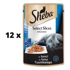 Ėdalas katėms Sheba, su tunais, maišeliuose, 85 g x 12 vnt. pakuotė kaina ir informacija | Konservai katėms | pigu.lt