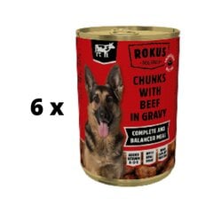 Консервы для собак Rokus, с говядиной, 415 г x 6 шт. упаковка цена и информация | Консервы для собак | pigu.lt