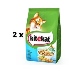 Sausas kačių ėdalas KiteKat, su tunais ir daržovėmis, 1,8 kg x 2 vnt. pakuotė kaina ir informacija | KITeKAT Gyvūnų prekės | pigu.lt