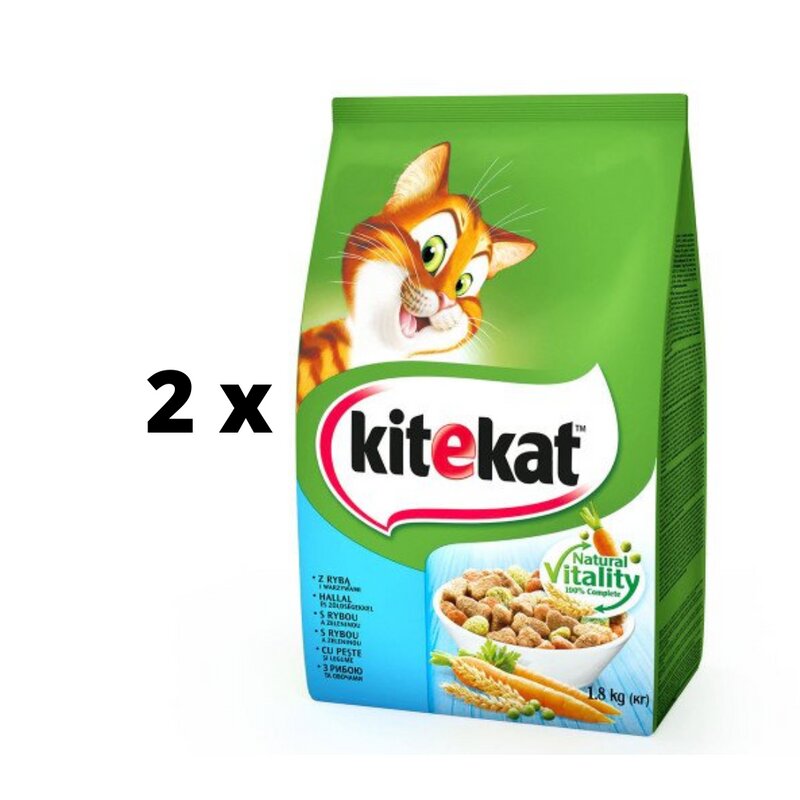 Sausas kačių ėdalas KiteKat, su tunais ir daržovėmis, 1,8 kg x 2 vnt. pakuotė kaina ir informacija | Sausas maistas katėms | pigu.lt