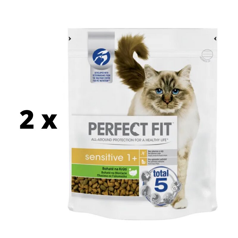 Sausas kačių ėdalas Perfect Fit Sensitive, suaugusioms katėms, su kalakutiena, 750 g x 2 vnt. pakuotė kaina ir informacija | Sausas maistas katėms | pigu.lt