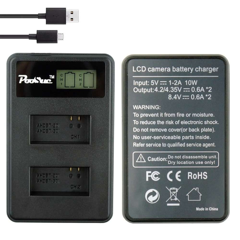 Dvivietis GoPro Hero 2, 3 baterijų įkroviklis su LCD ekranu цена и информация | Krovikliai vaizdo kameroms | pigu.lt
