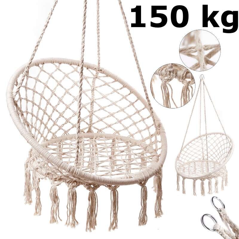 Pakabinamas krėslas, 150 kg, Baltos spalvos kaina ir informacija | Hamakai | pigu.lt